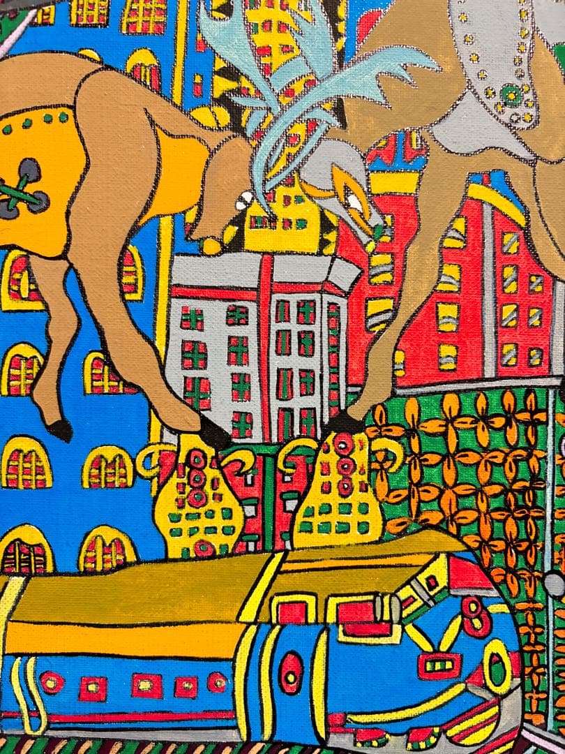 【大作】F8号手描き油彩　ジミー大西【マンハッタン】額縁　サイン　落款　代表作