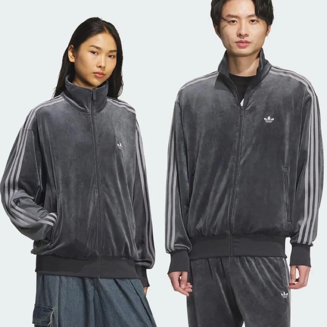 XL 新品 アディダス　ファイヤーバード ベロア　ジャケット　ジャージ　グレー