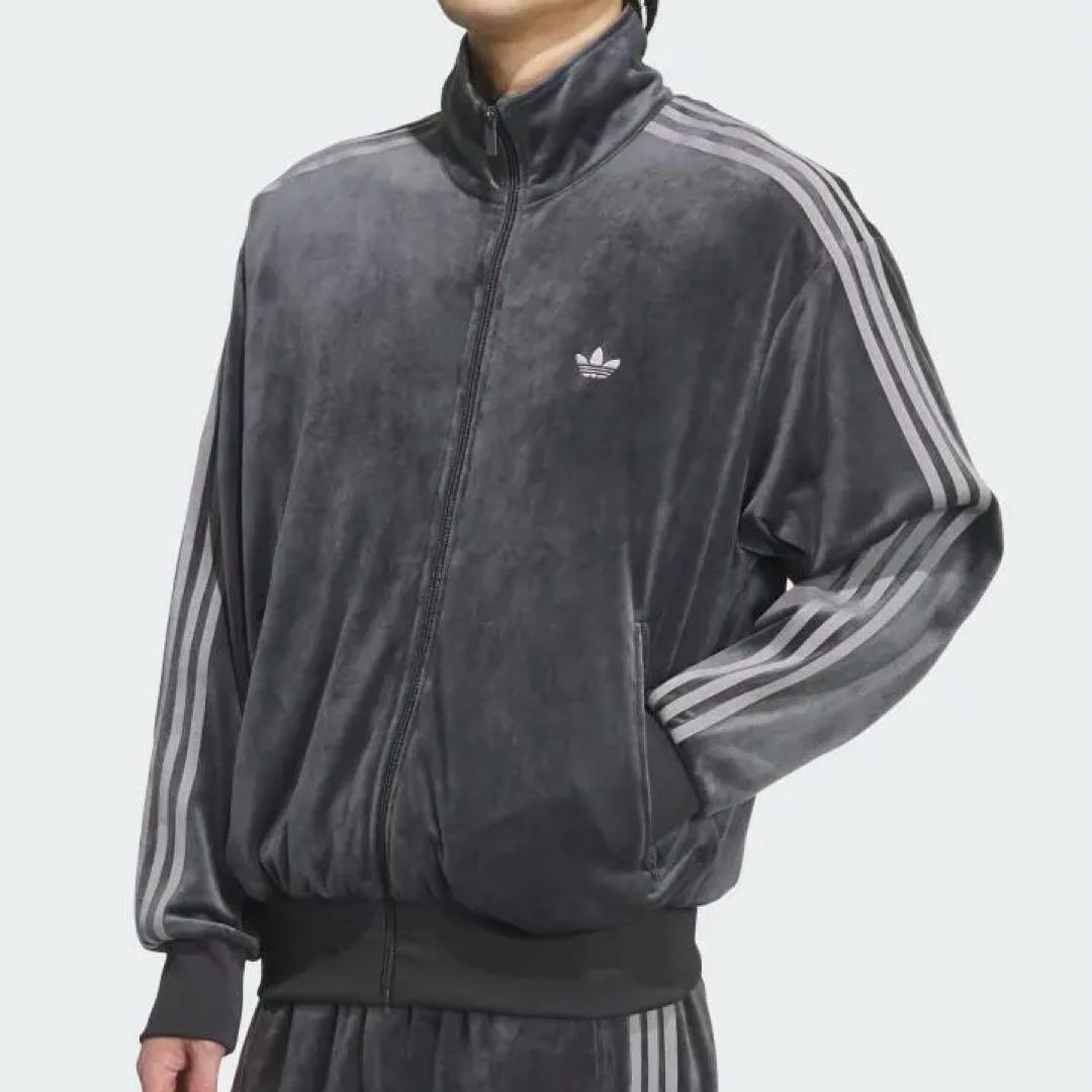 XL 新品 アディダス　ファイヤーバード ベロア　ジャケット　ジャージ　グレー