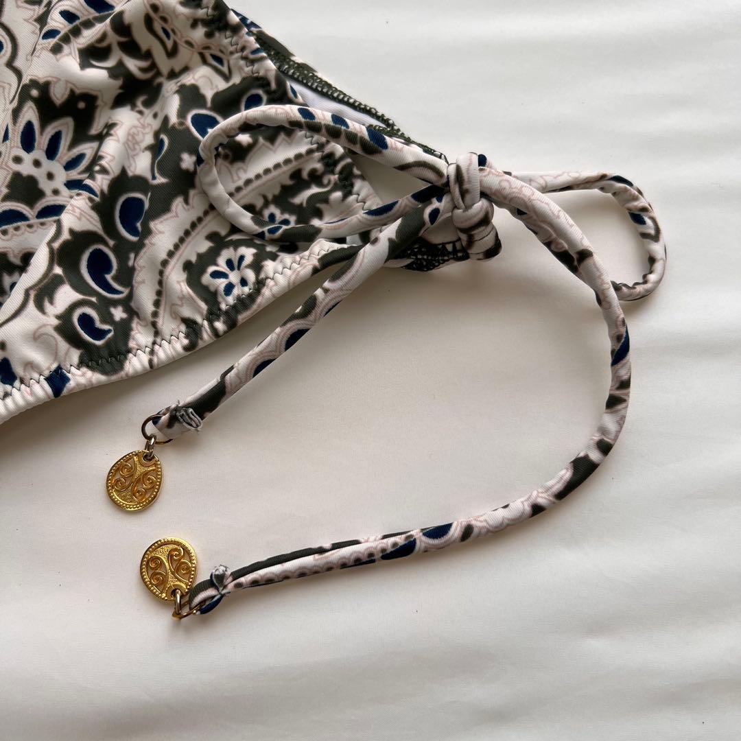 に*ゃ様 衛生面◎ 三愛水着 ナチュラルアップブラ ビキニ エスニック柄 カーキ