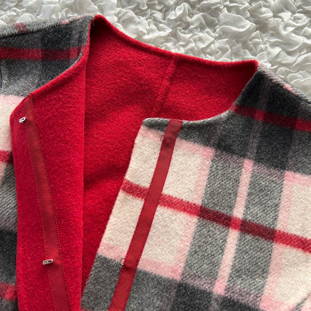 M'S GRACY エムズグレイシー　チェックｘ無地リバーシブルジャケット