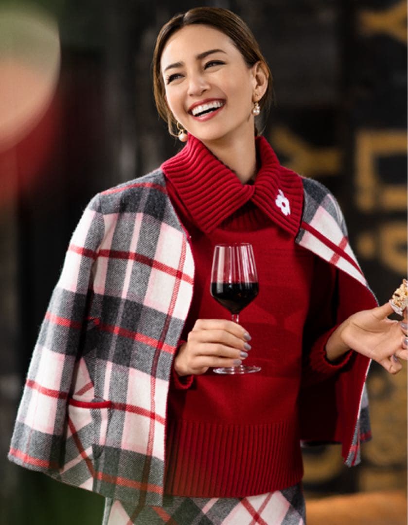 M'S GRACY エムズグレイシー　チェックｘ無地リバーシブルジャケット