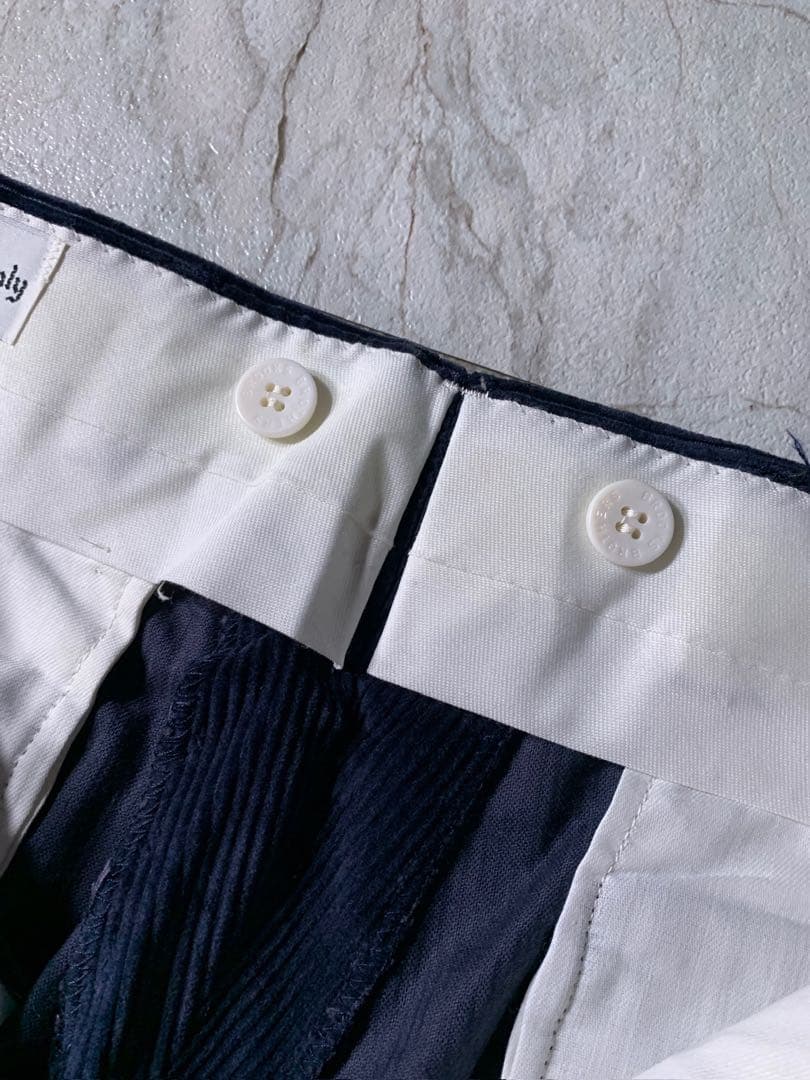 80s ブルックスブラザーズ 2タック 太畝 ワイド コーデュロイパンツ 紺