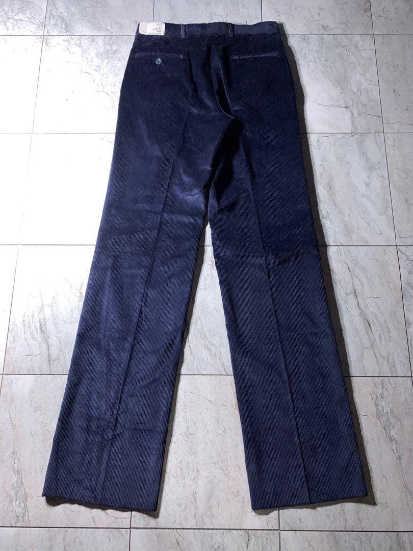 80s ブルックスブラザーズ 2タック 太畝 ワイド コーデュロイパンツ 紺