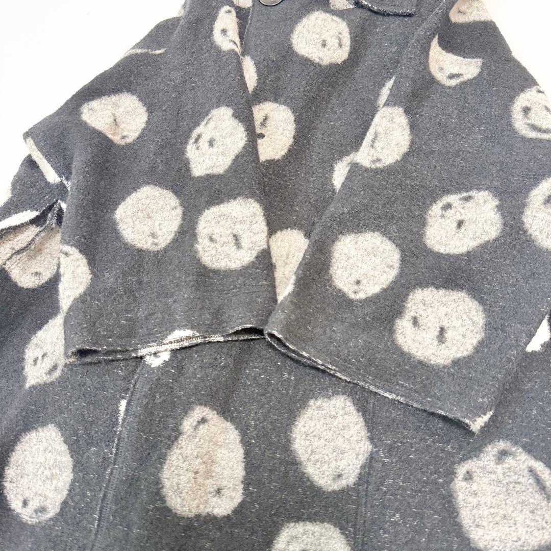 ヨーガンレール　ウールコート　ドット柄　ブラック　黒　ドット