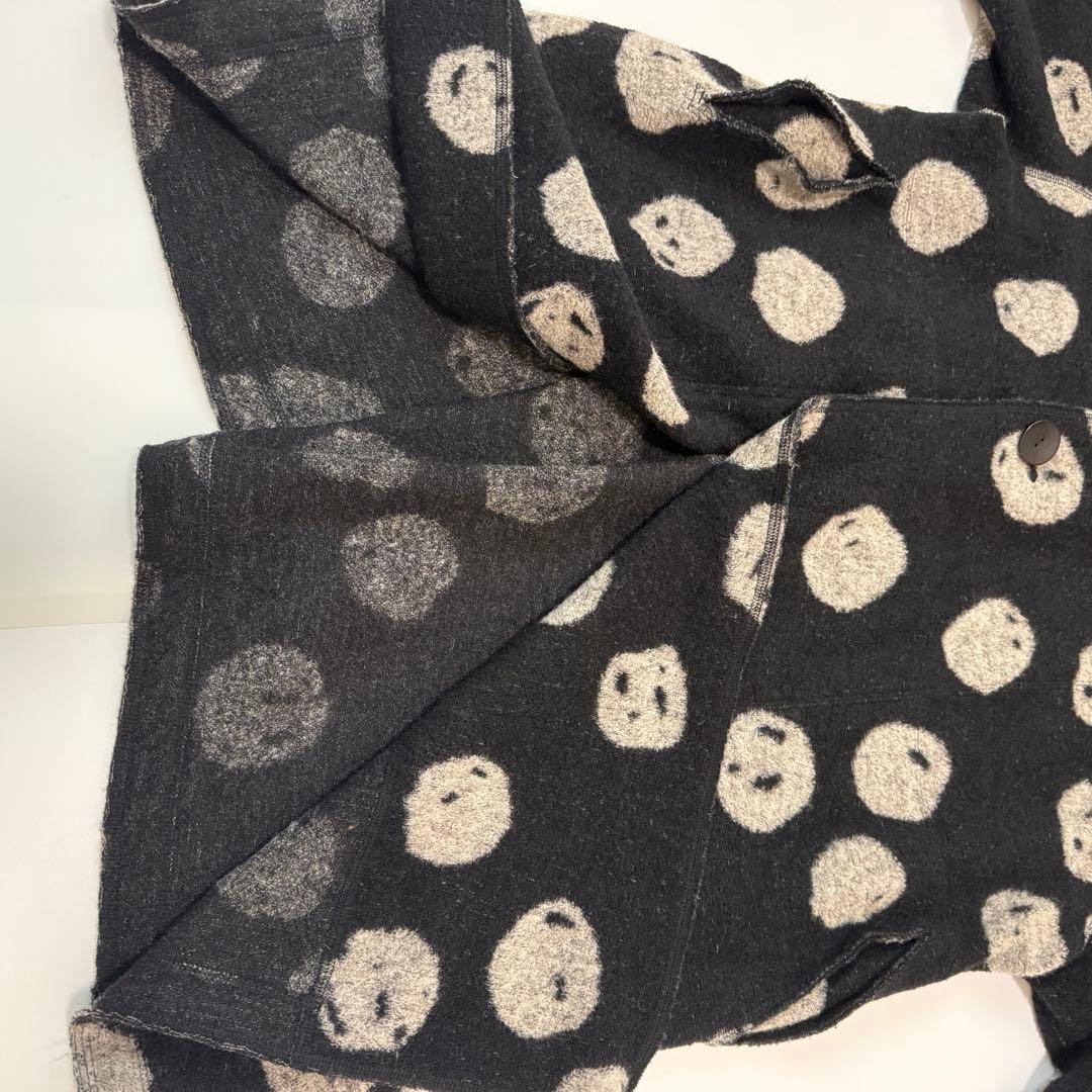 ヨーガンレール　ウールコート　ドット柄　ブラック　黒　ドット