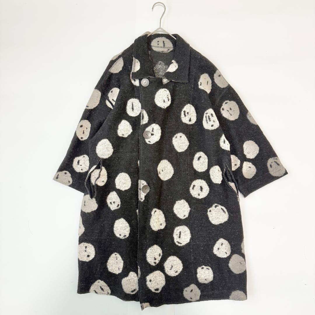 ヨーガンレール　ウールコート　ドット柄　ブラック　黒　ドット