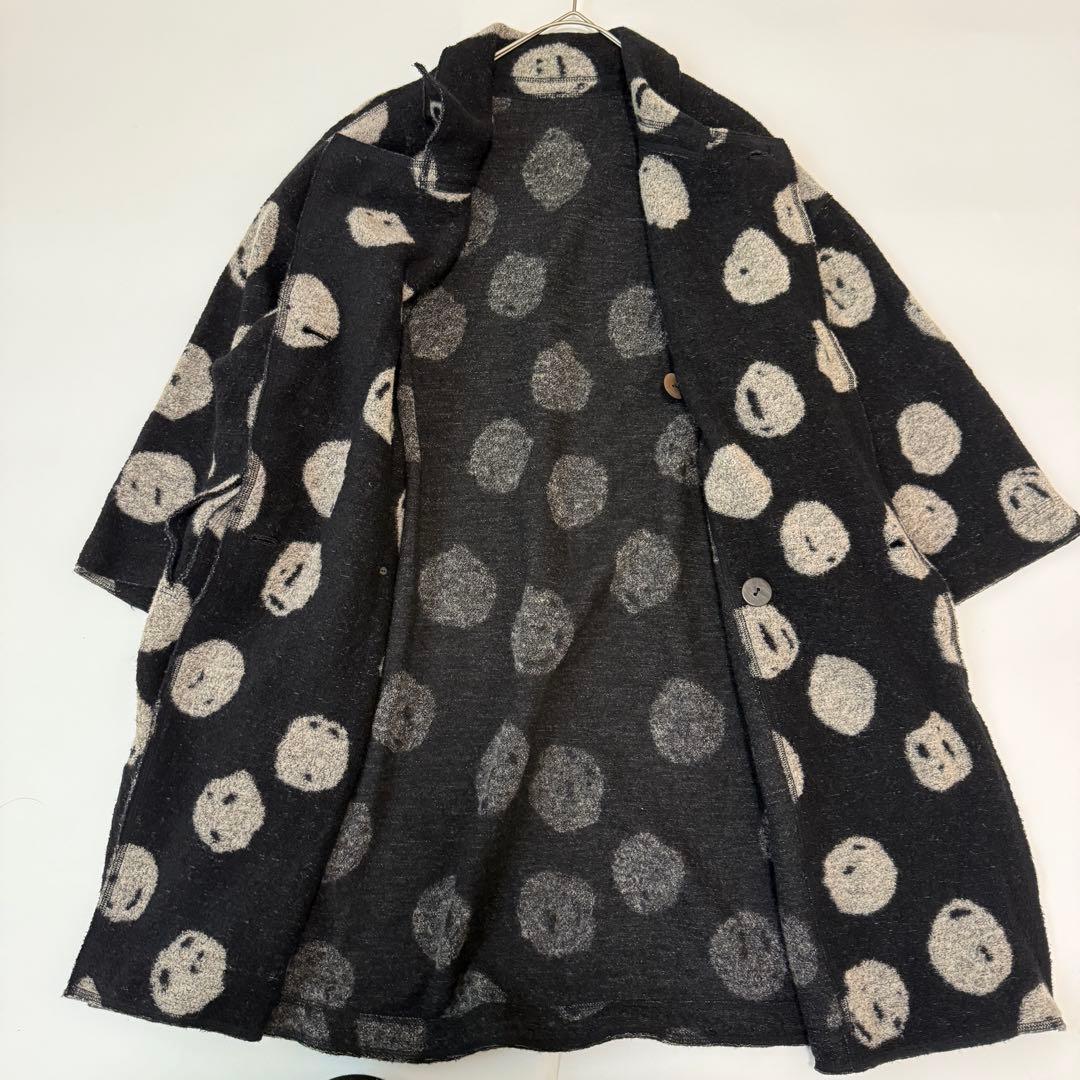 ヨーガンレール　ウールコート　ドット柄　ブラック　黒　ドット