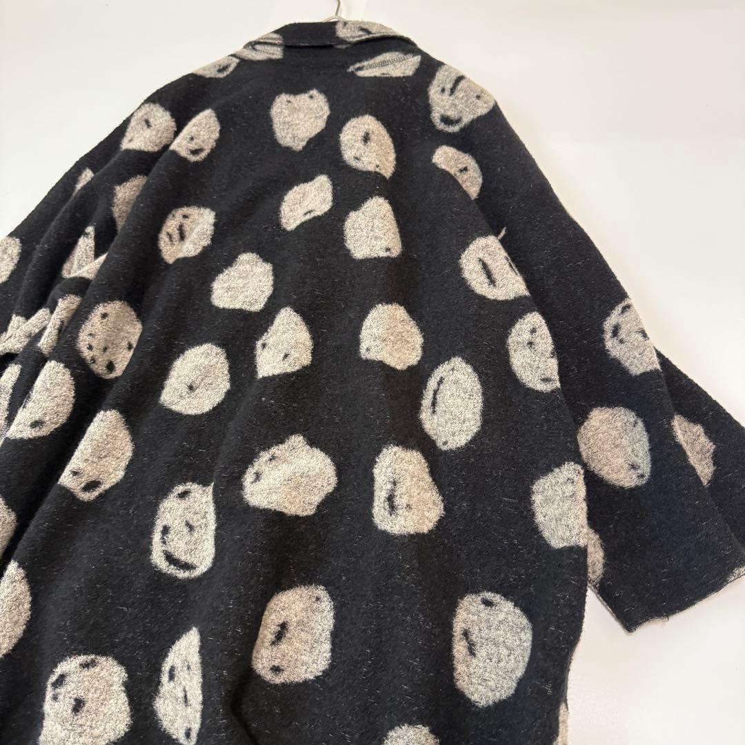 ヨーガンレール　ウールコート　ドット柄　ブラック　黒　ドット