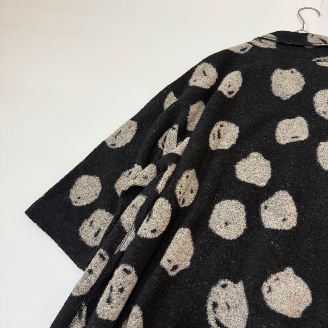 ヨーガンレール　ウールコート　ドット柄　ブラック　黒　ドット