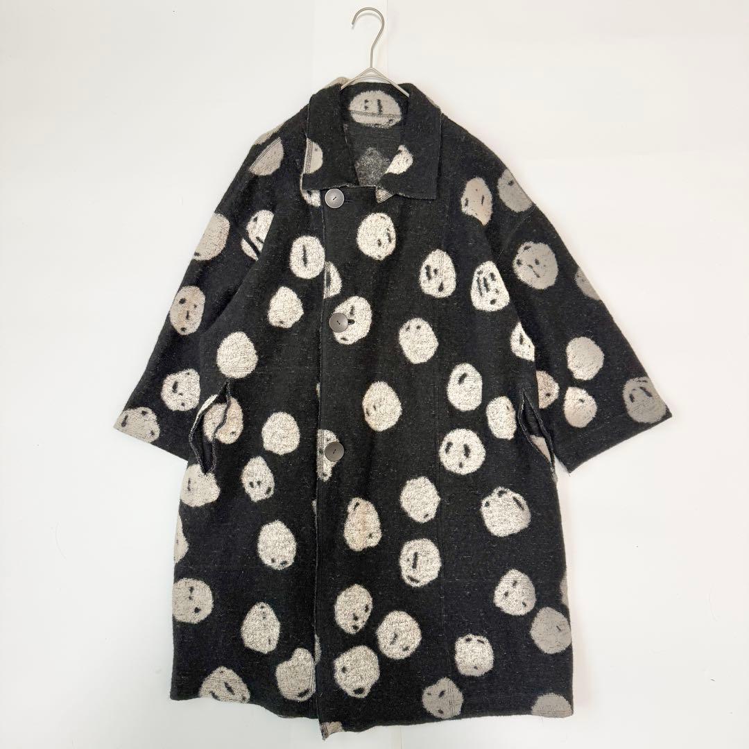 ヨーガンレール　ウールコート　ドット柄　ブラック　黒　ドット
