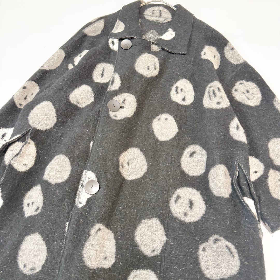 ヨーガンレール　ウールコート　ドット柄　ブラック　黒　ドット