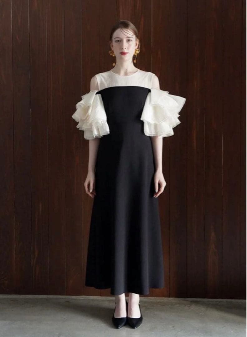 【Acka.】organdy frill dress タグ付き オケージョン