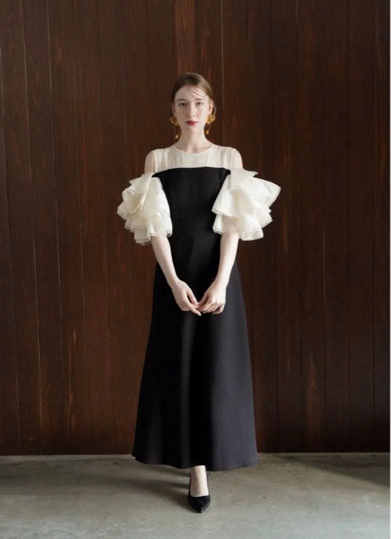 【Acka.】organdy frill dress タグ付き オケージョン