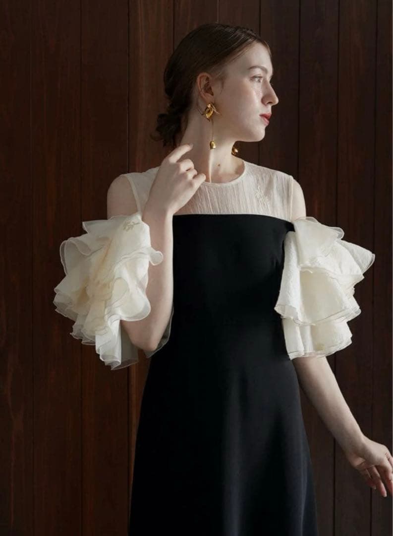 【Acka.】organdy frill dress タグ付き オケージョン