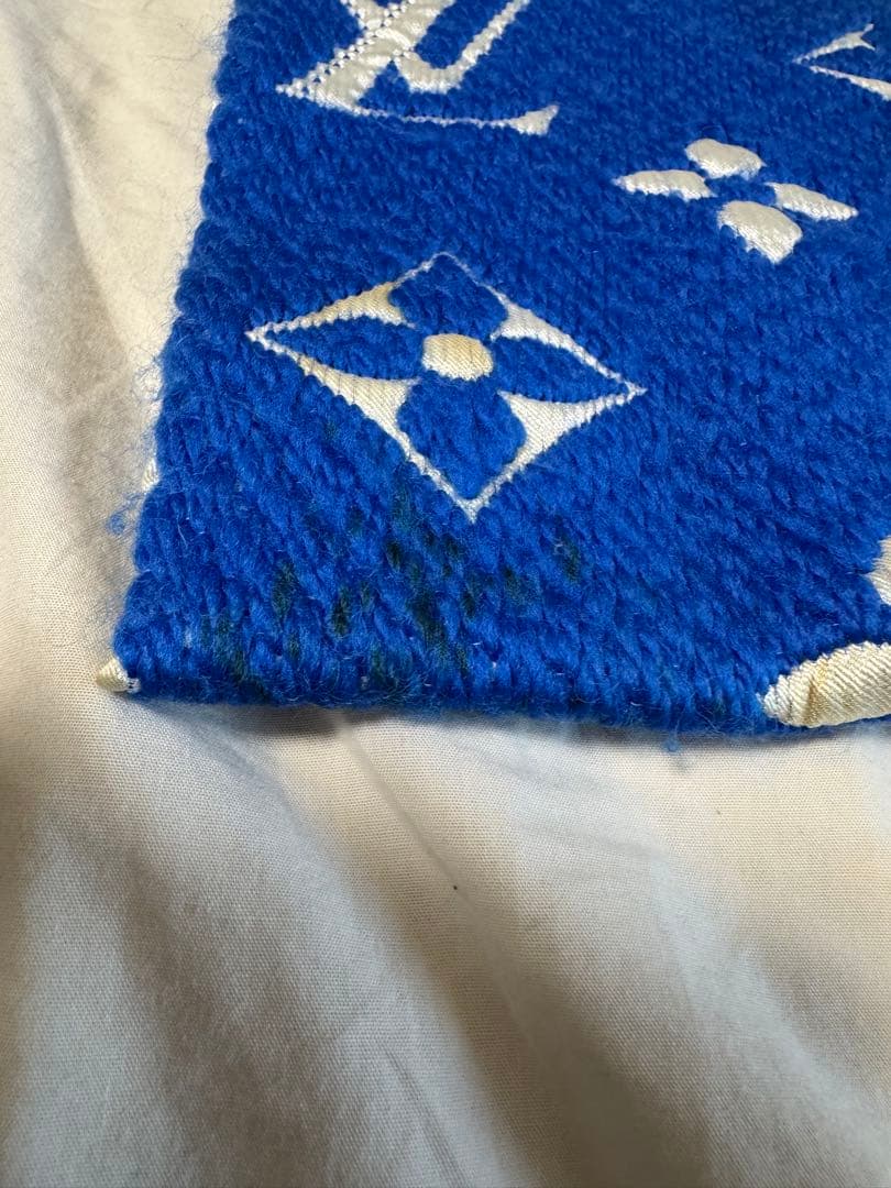 ルイヴィトン ロゴマニア マフラー ブルー