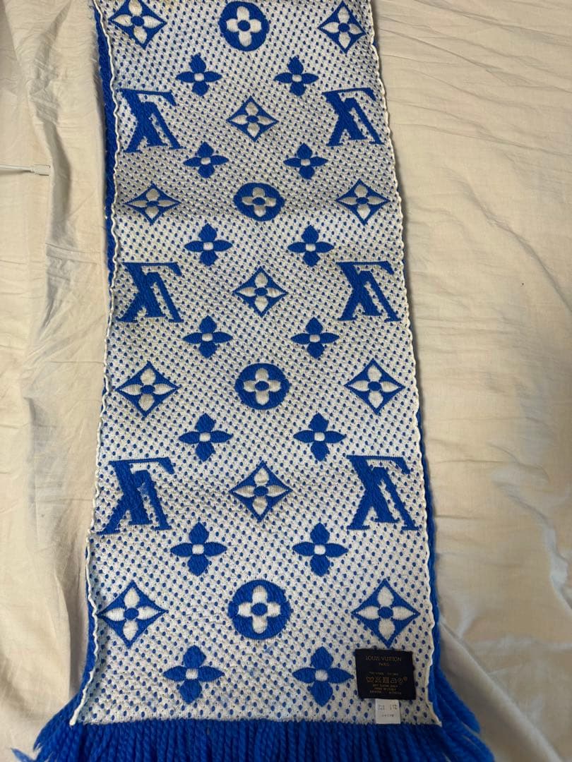 ルイヴィトン ロゴマニア マフラー ブルー