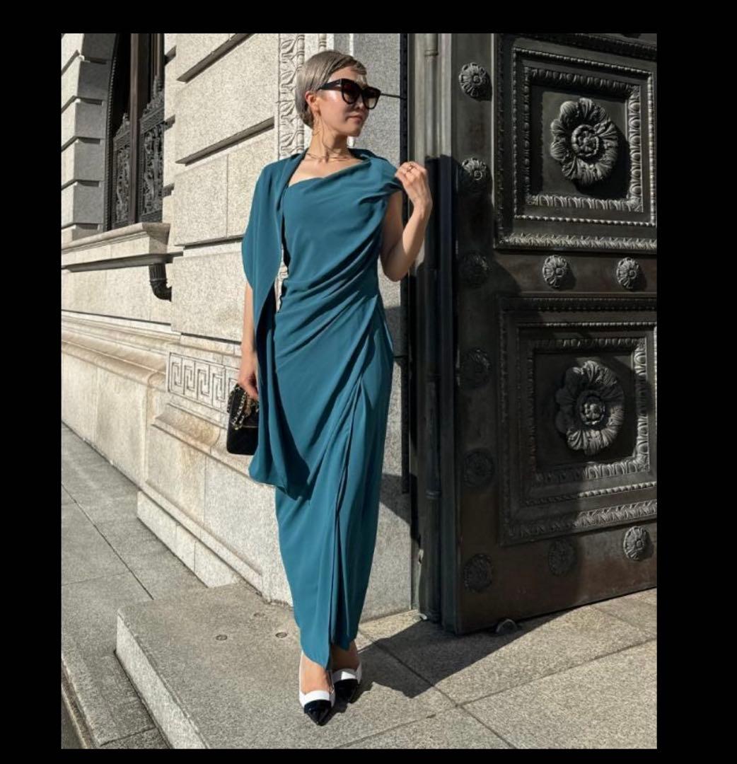 JENNE ドレープワンショルダーワンピース ドレス Sサイズ