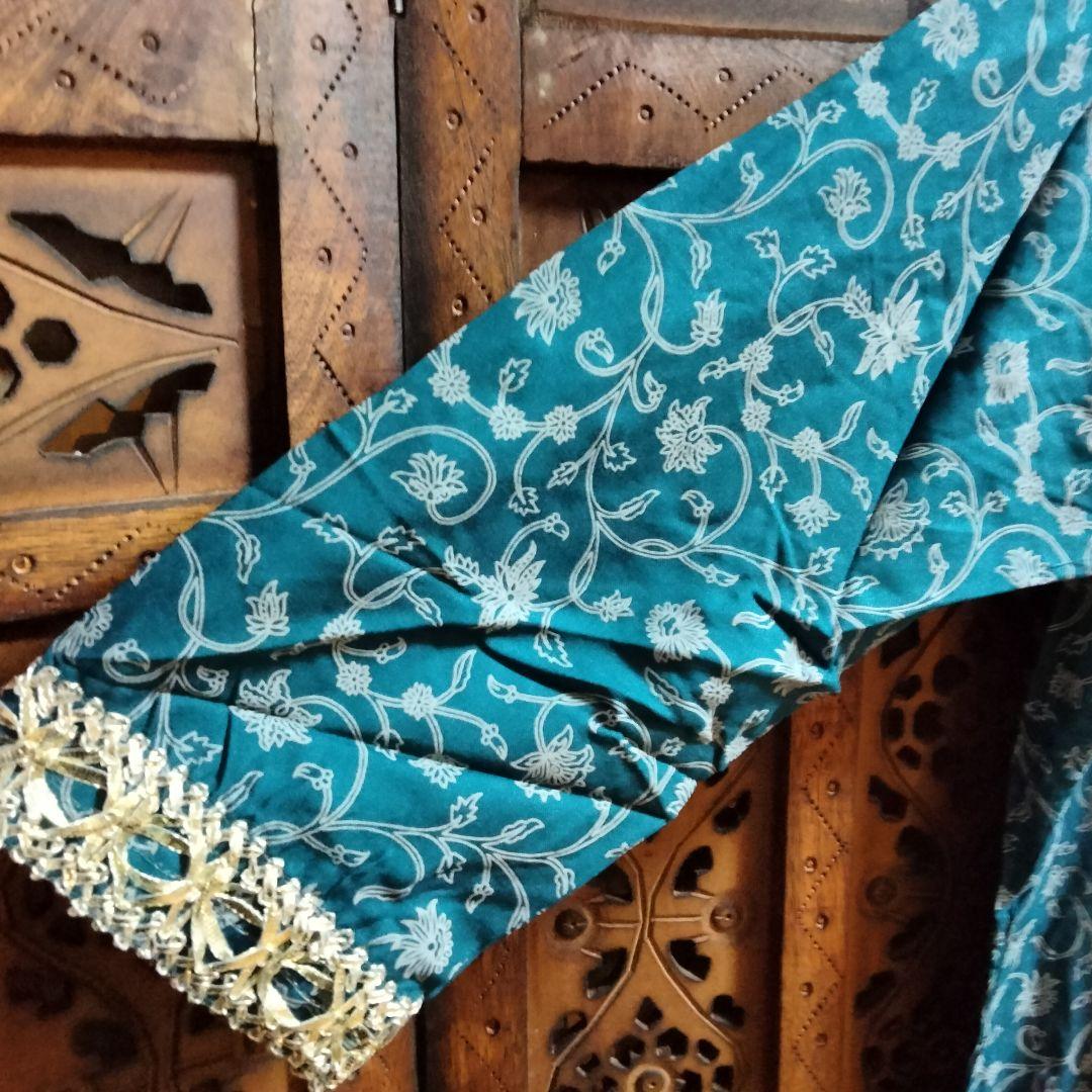 ◎専用◎インド アナルカリクルタ ティールブルー×シルバー刺繍【63A-4】