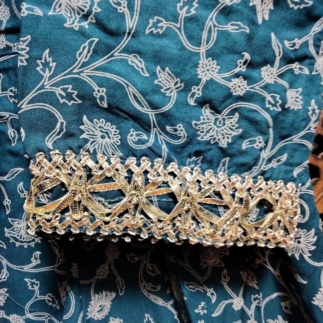 ◎専用◎インド アナルカリクルタ ティールブルー×シルバー刺繍【63A-4】