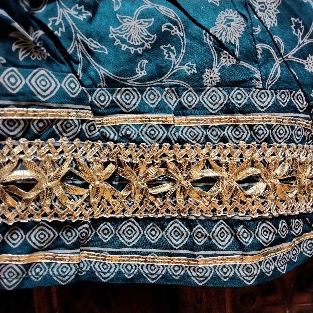 ◎専用◎インド アナルカリクルタ ティールブルー×シルバー刺繍【63A-4】