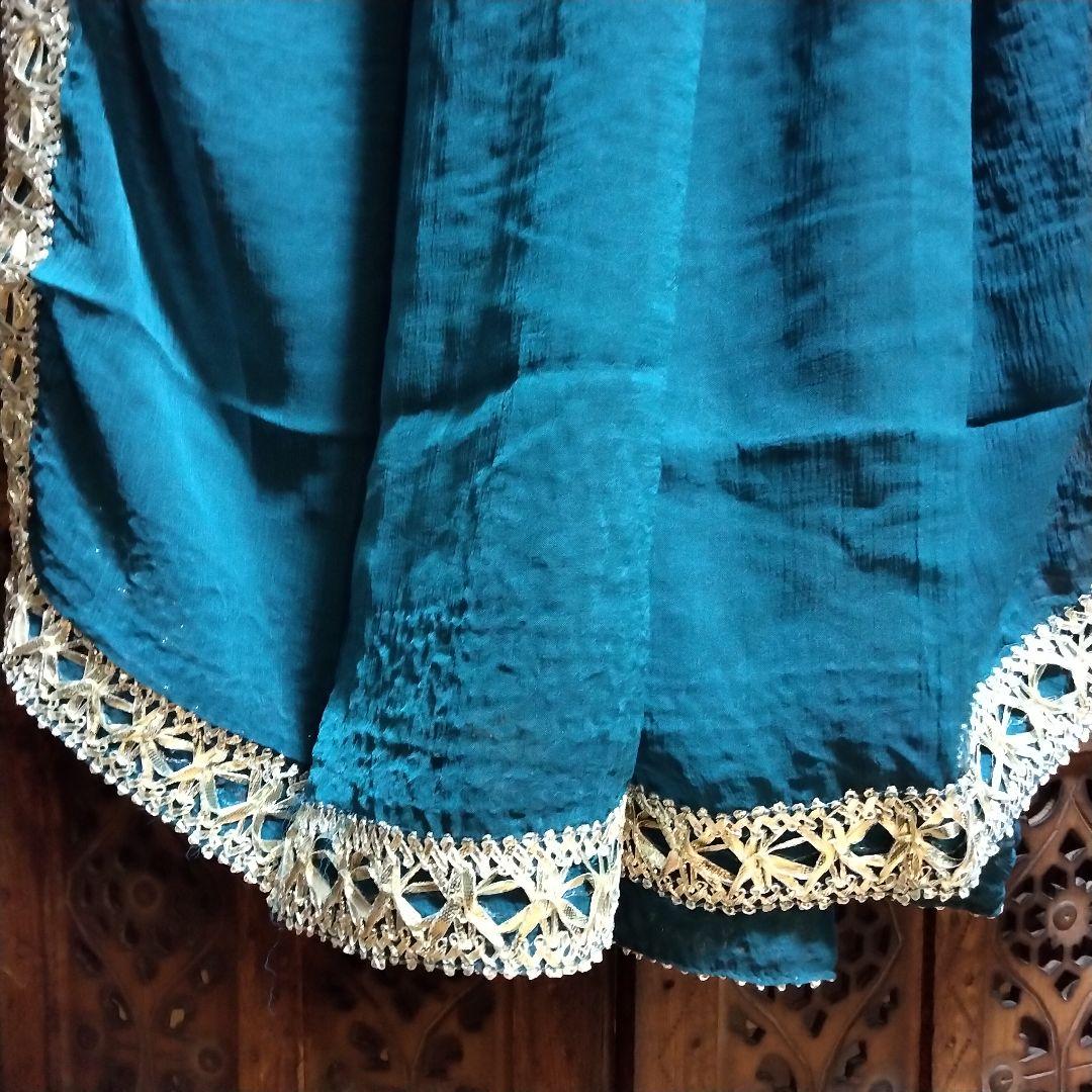 ◎専用◎インド アナルカリクルタ ティールブルー×シルバー刺繍【63A-4】