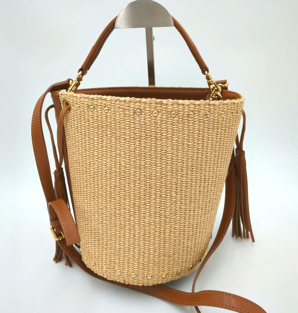 美品　クリスチャンヴィラ　タッセル　バケツ型　スタッズ付き 2way