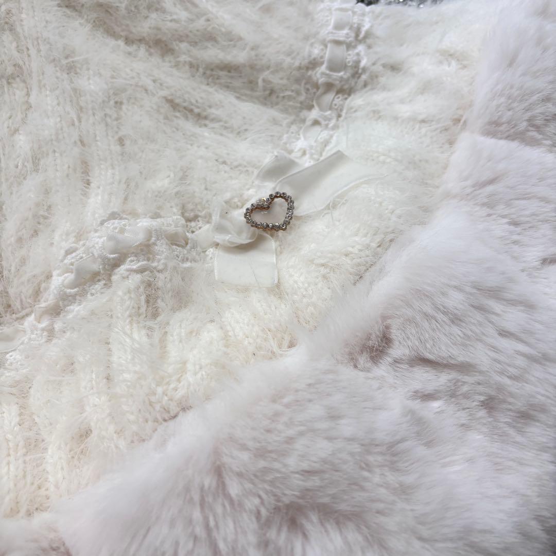 LIZLISA リズリサ ダブルリボンニットファーポンチョ