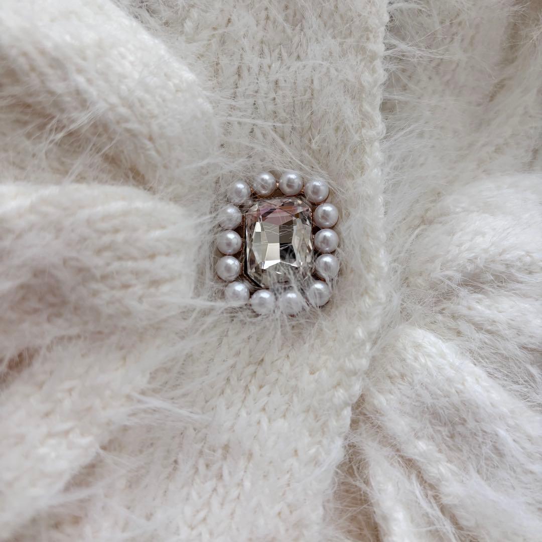 LIZLISA リズリサ ダブルリボンニットファーポンチョ