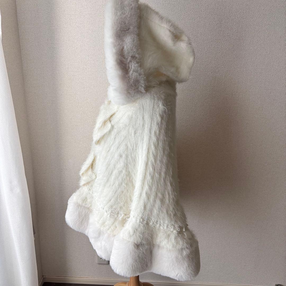 LIZLISA リズリサ ダブルリボンニットファーポンチョ