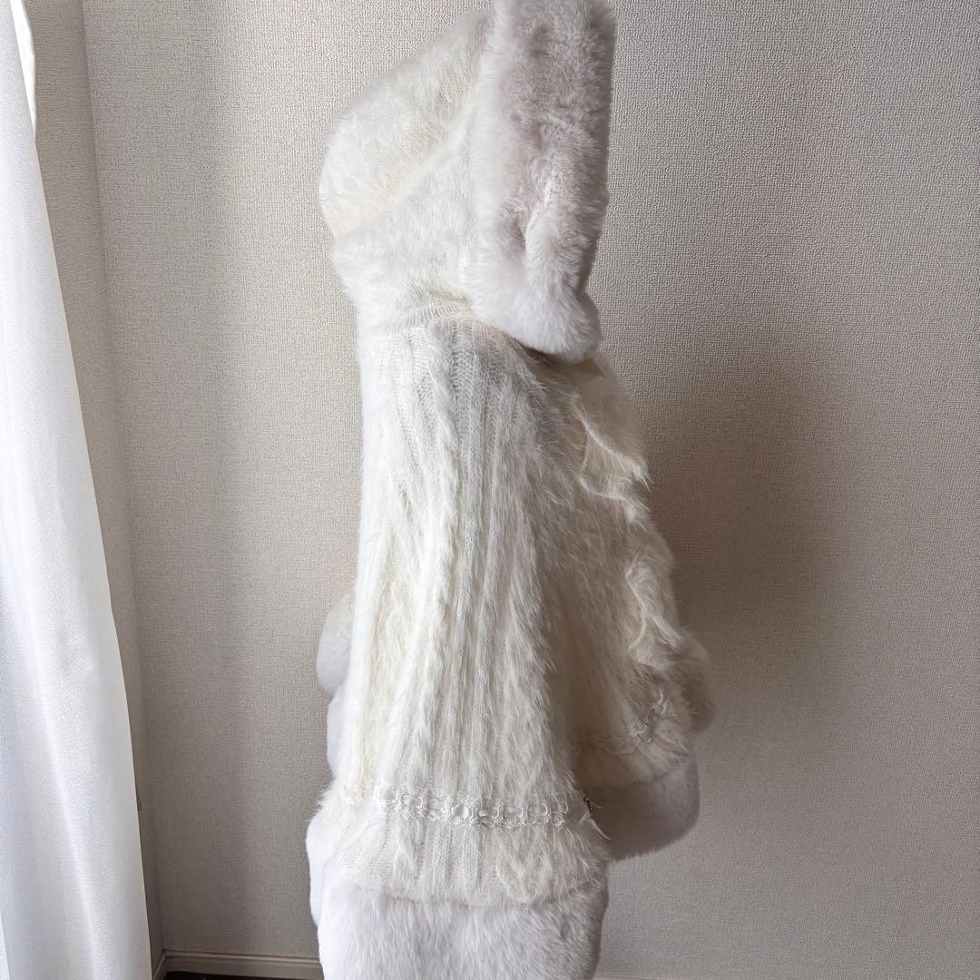 LIZLISA リズリサ ダブルリボンニットファーポンチョ