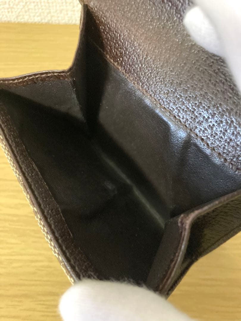 【良品】GUCCI 二つ折り財布 GGキャンパス×レザー　ベージュ/ブラウン