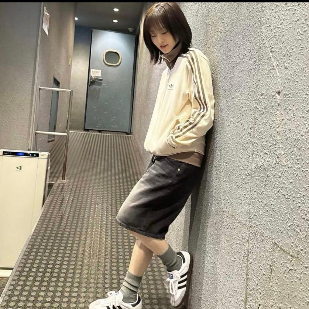 極美品✨adidasトラックジャケット 刺繍 ベージュ×モカブラウン 山本彩着用