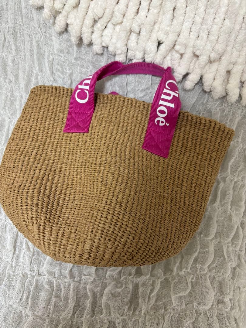 も*ふ様 Chloé ストロー かごバッグ ピンク