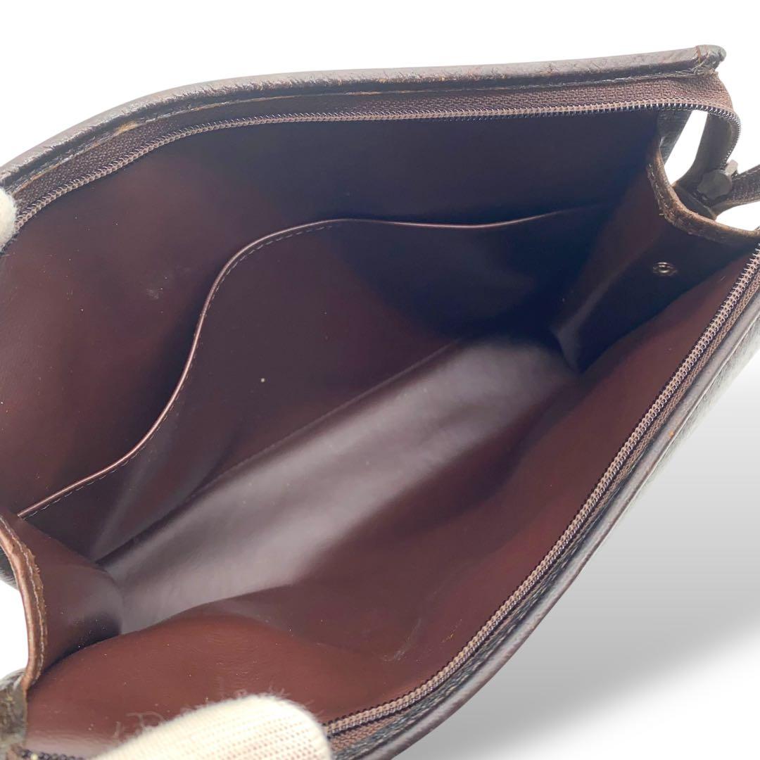 【美品】バーバリー クラッチバッグ ノバチェック キャンバス レザー ブラウン