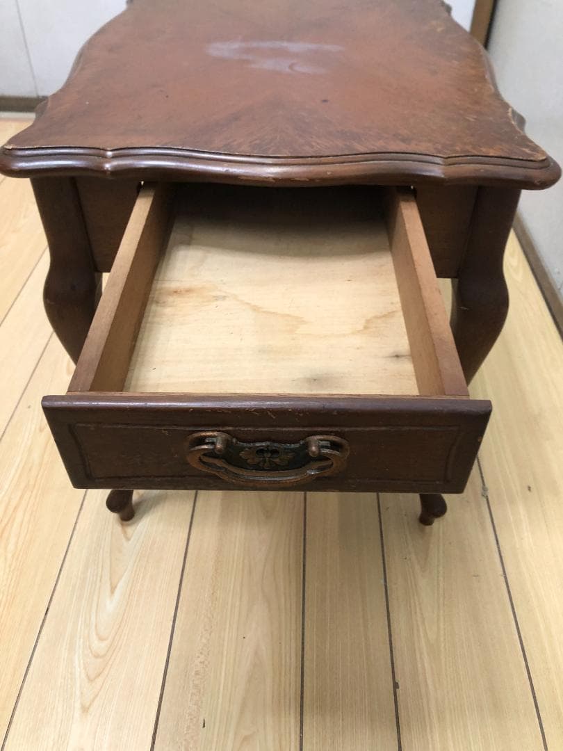 【マルニ木工】 猫脚 サイドテーブル 引き出し付 オールドマルニ 250402-