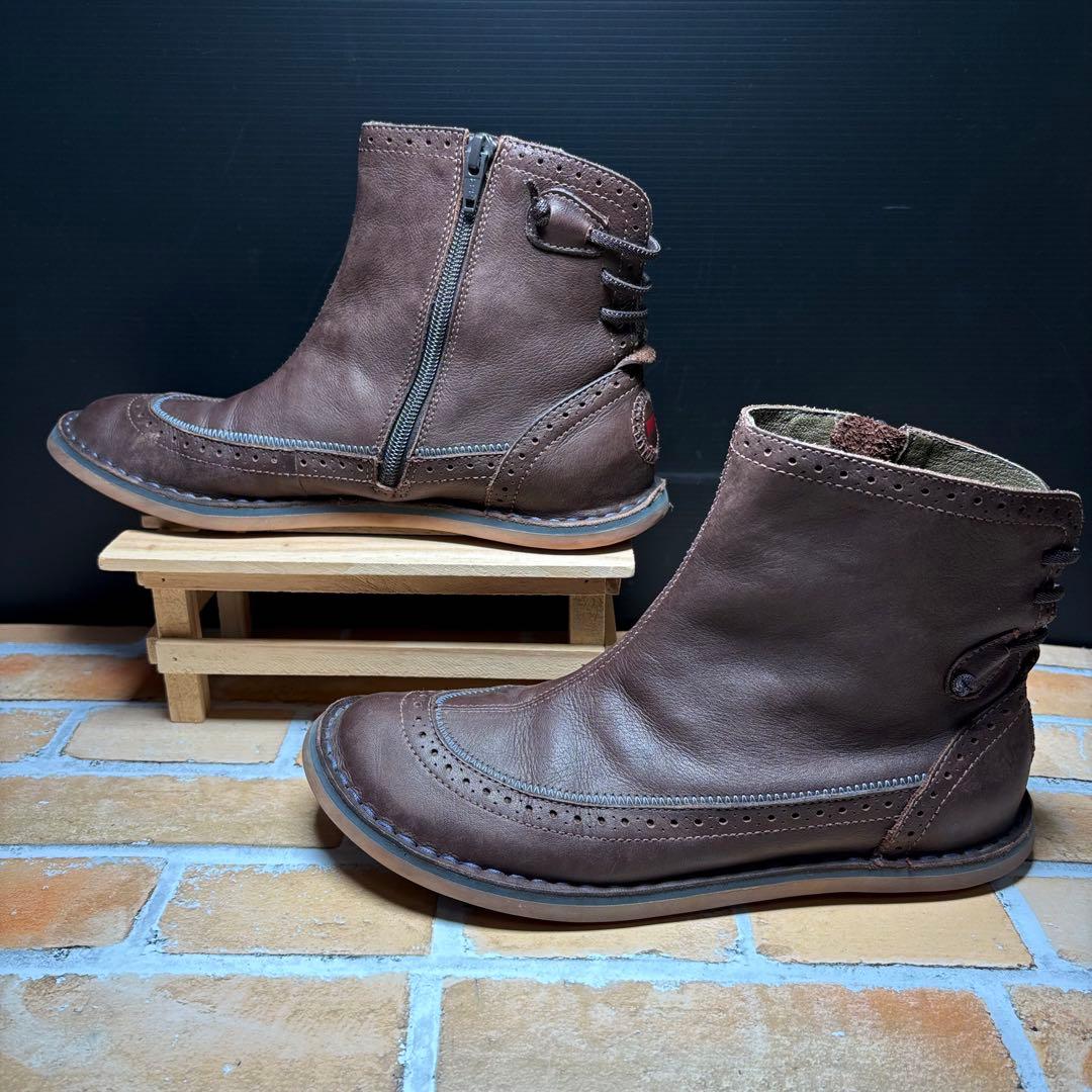 カンペール　ショートブーツ　PEU　STICH　サイドジップ　３９