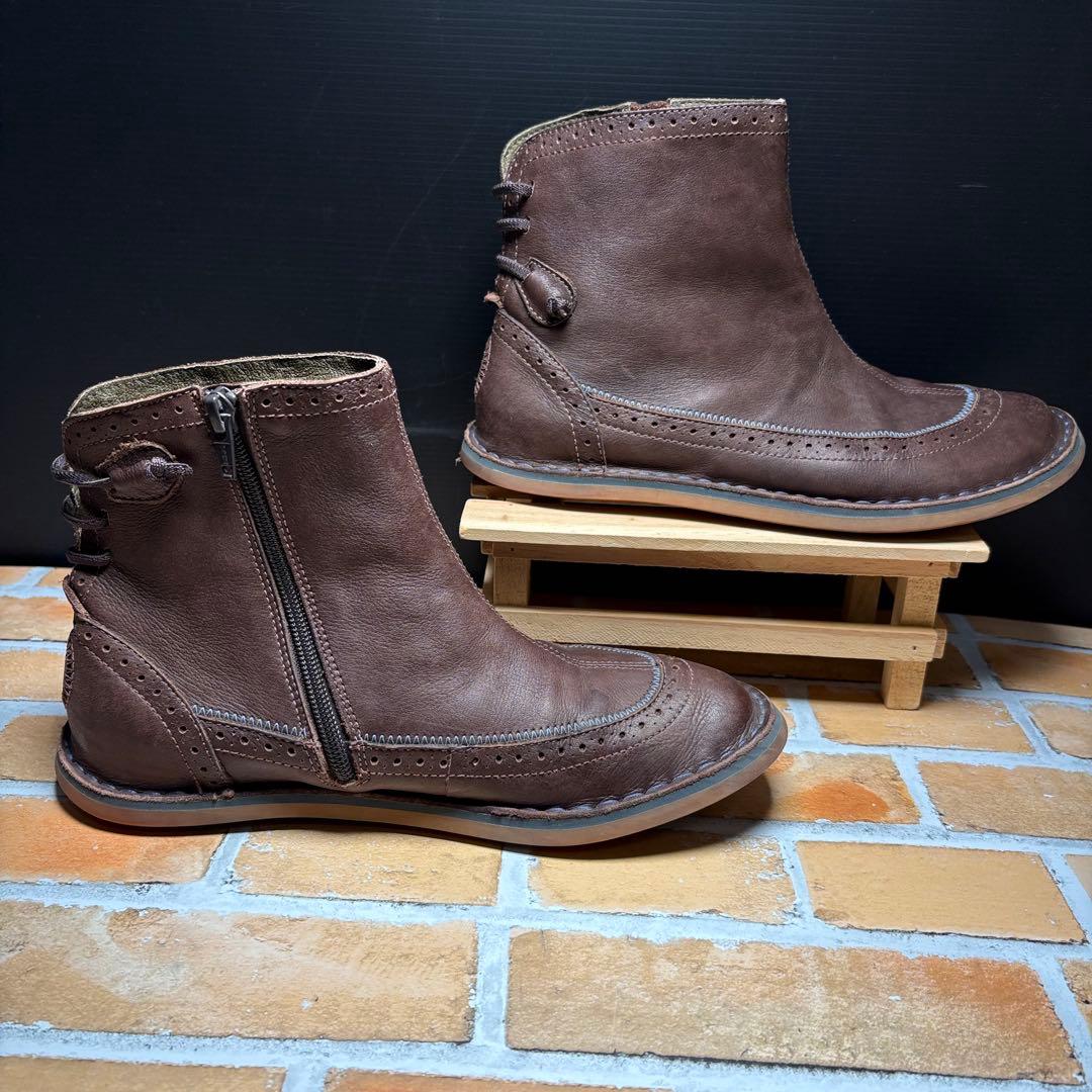 カンペール　ショートブーツ　PEU　STICH　サイドジップ　３９