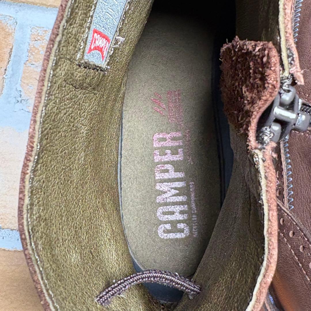 カンペール　ショートブーツ　PEU　STICH　サイドジップ　３９