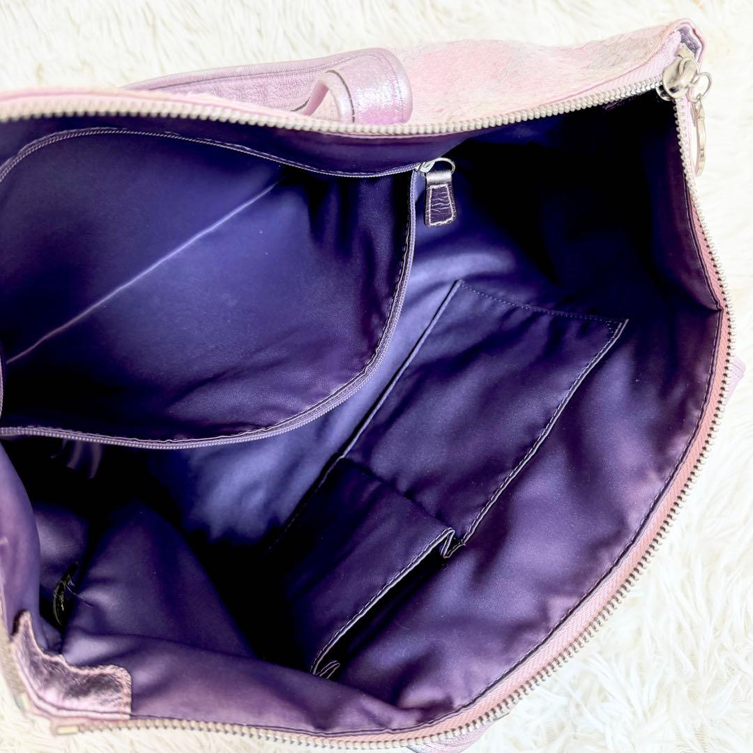 COACH コーチ パピー トートバッグ スパンコール ピンク A4収納可 ロゴ