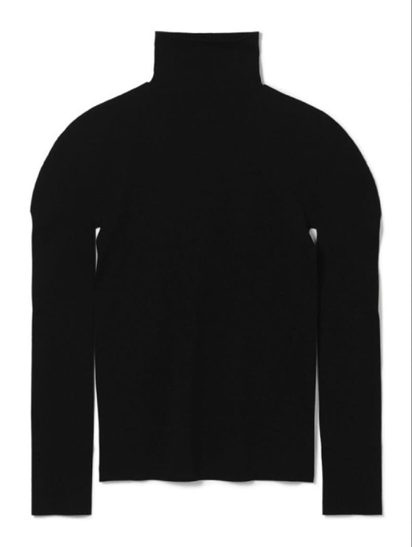 ノーソーイングニット　リブハイネック　ブラック