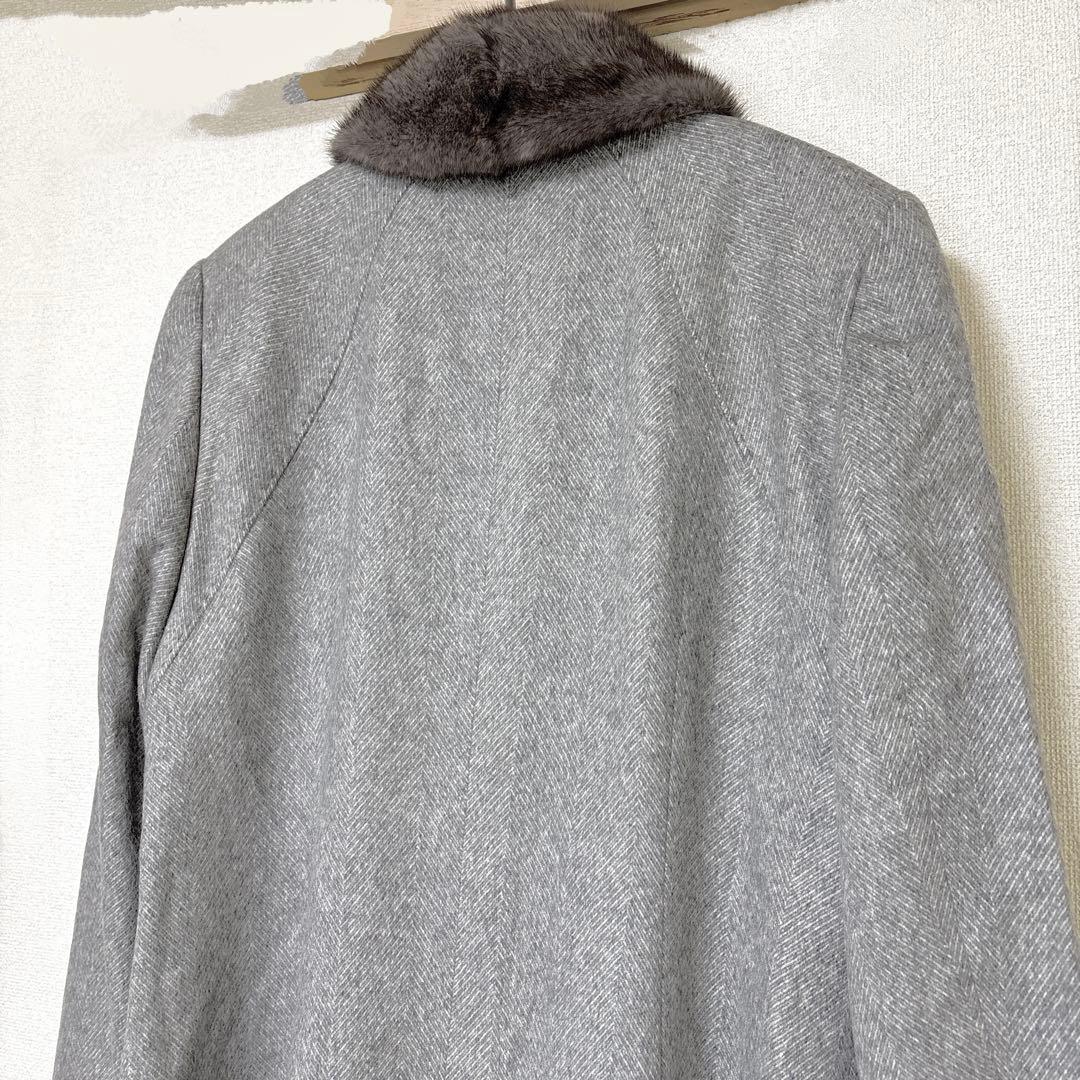 【極美品】ゼニア レリアン カシミヤ100 ロングコート ヘリンボーン ミンク