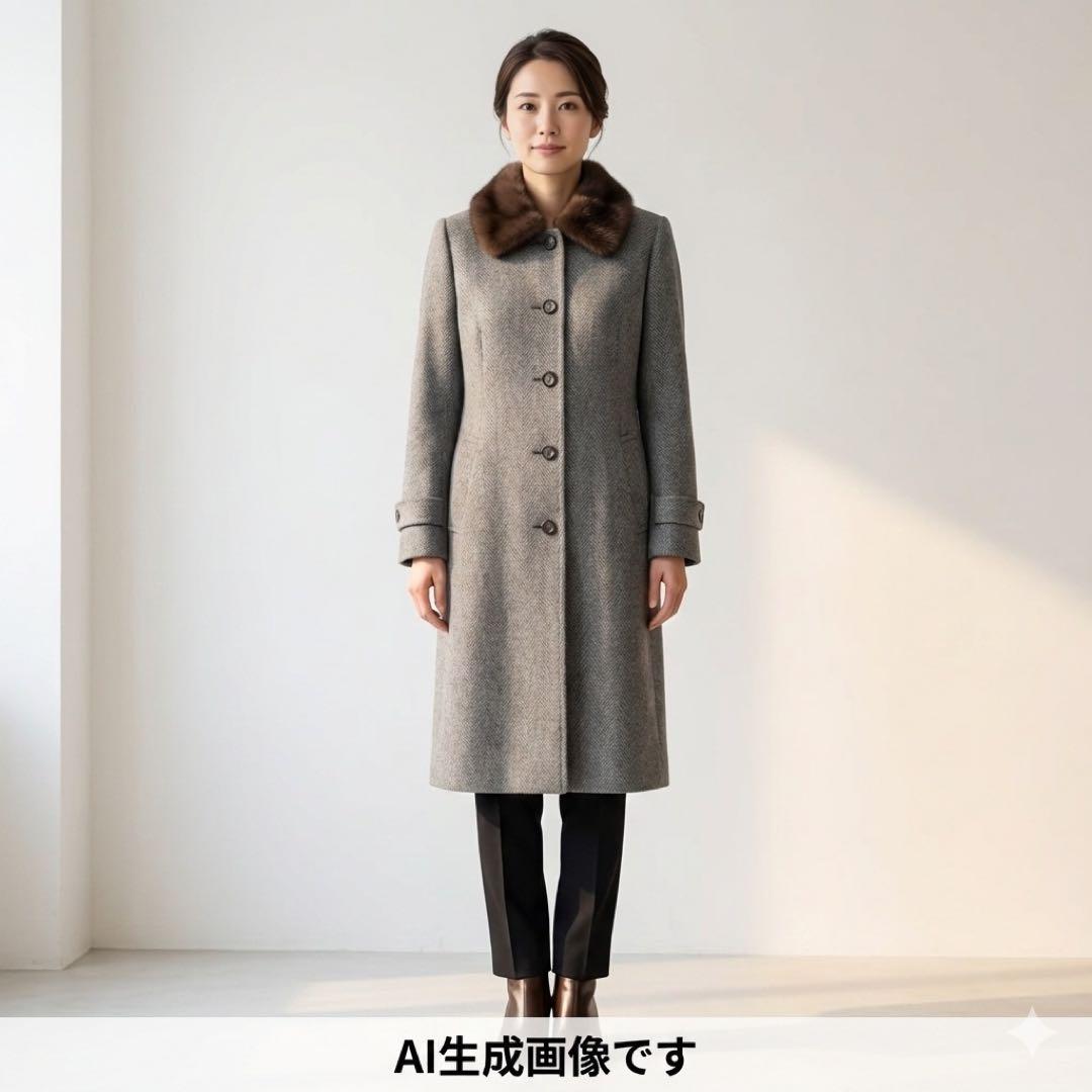 【極美品】ゼニア レリアン カシミヤ100 ロングコート ヘリンボーン ミンク