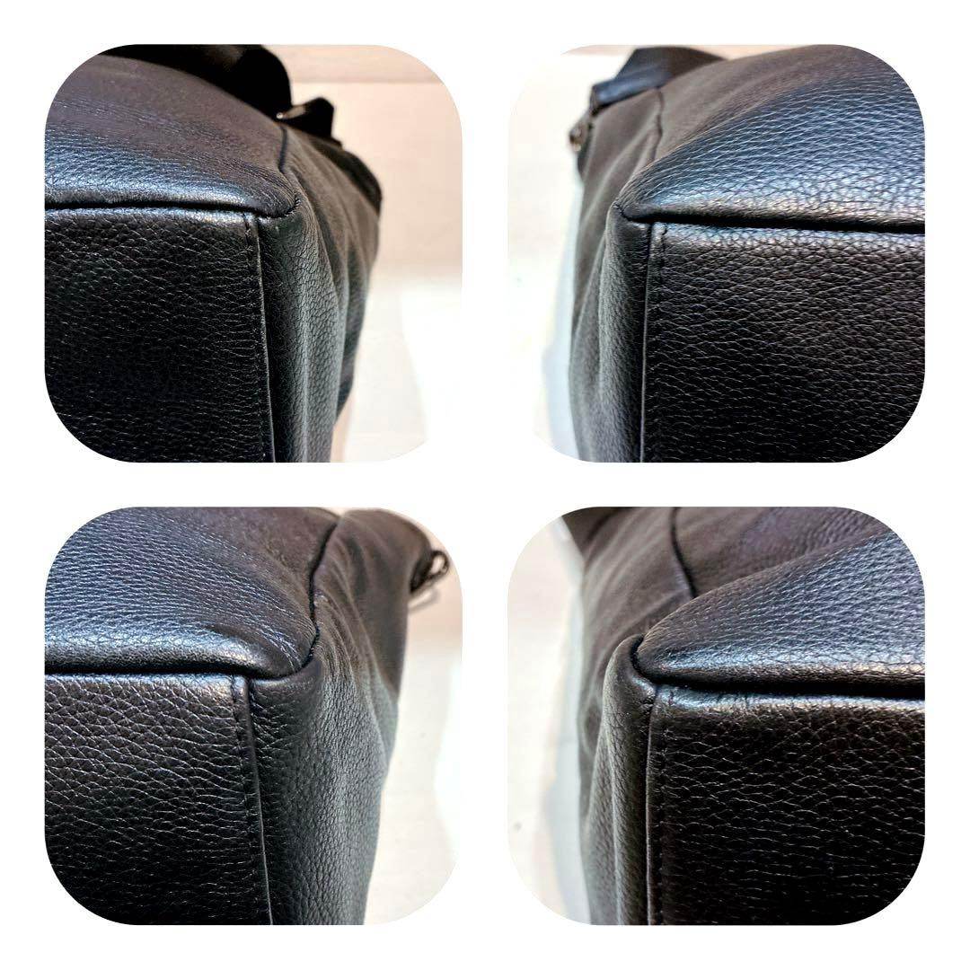 【美品】ear PAPILLONNER 牛革/2WAY ビットトートバッグ　黒