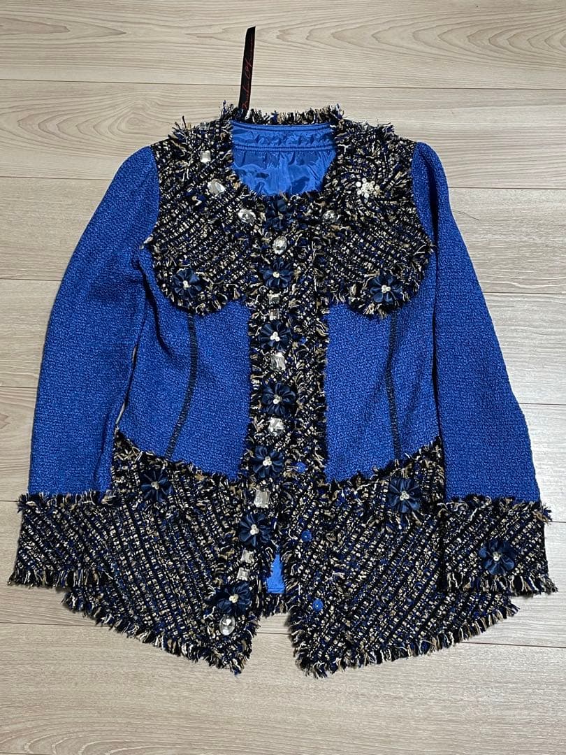 ノコオーノ NOKO OHNO ビジュープリーツツイード ノーカラージャケット