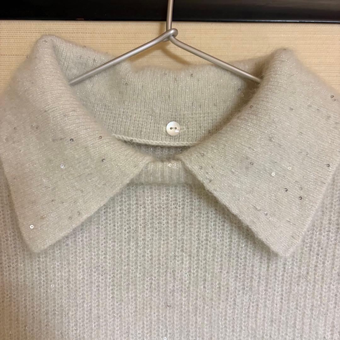 襟付きペプラムニットミニワンピース