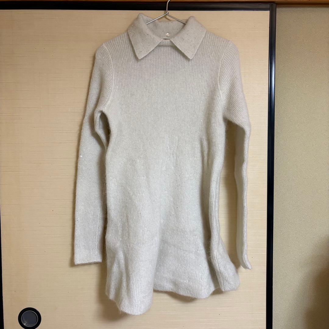 襟付きペプラムニットミニワンピース