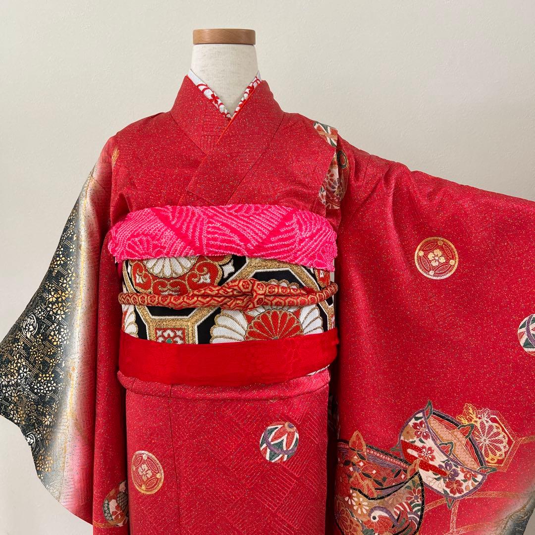 7歳　七五三　正絹着物、帯、帯揚げ、帯締め　しごき