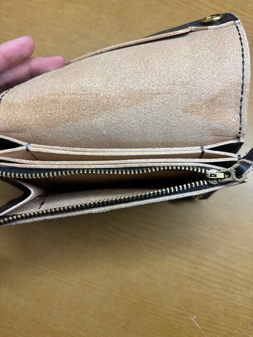 トラッカーウォレットミドル【MW茶芯丘染め】 3層ver