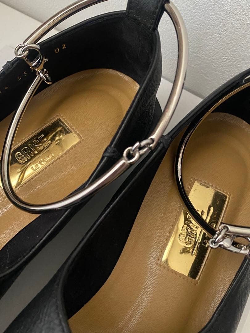 【新品】Le Talon レザースクエアクロスシームアンクルフラット【ブラック】